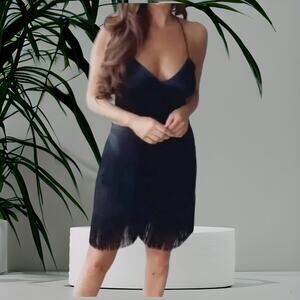 NWT Zara Black Fringe Mini Dress Medium W/Stretch MSRP $129